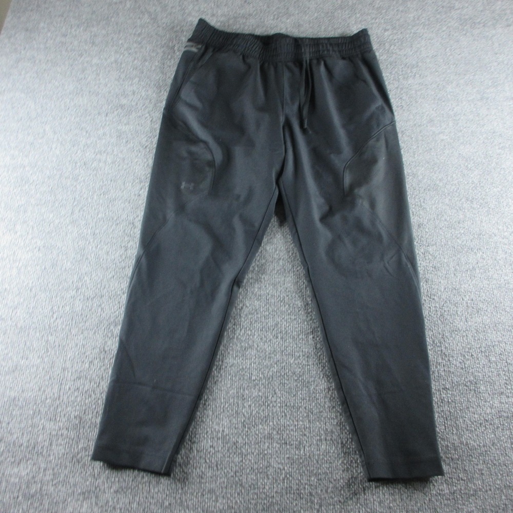 Under Armour Jogger Pants Womens M Black Knit Elastic Waist Zip Pocket Athletic
